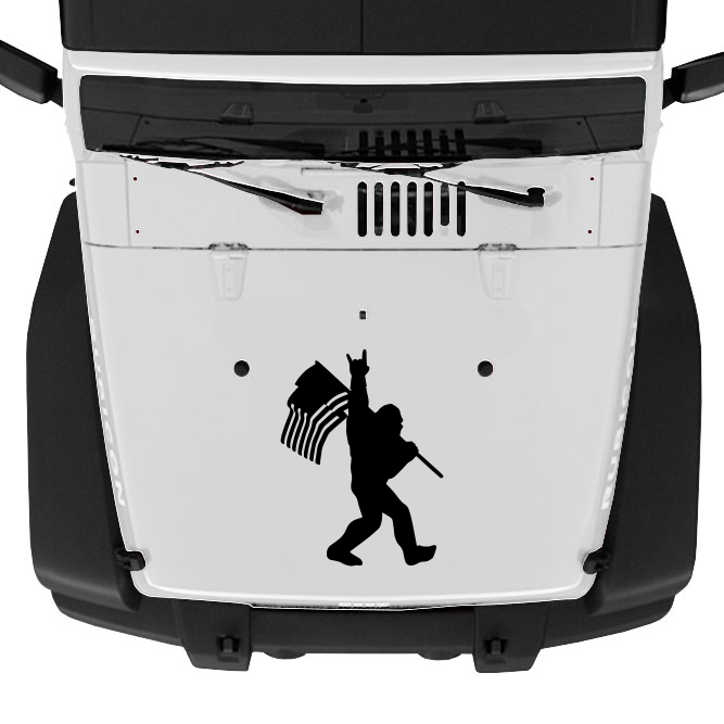 Patriotic Bigfoot Jeep Hood Graphic — Vinyl Decal, Fits TJ, JK, JL, XJ, YJ, CJ
