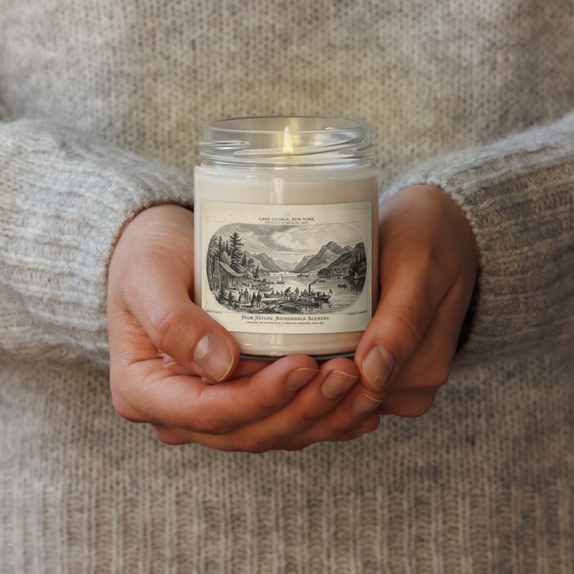 Lake George Vintage Etching Soy Candle
