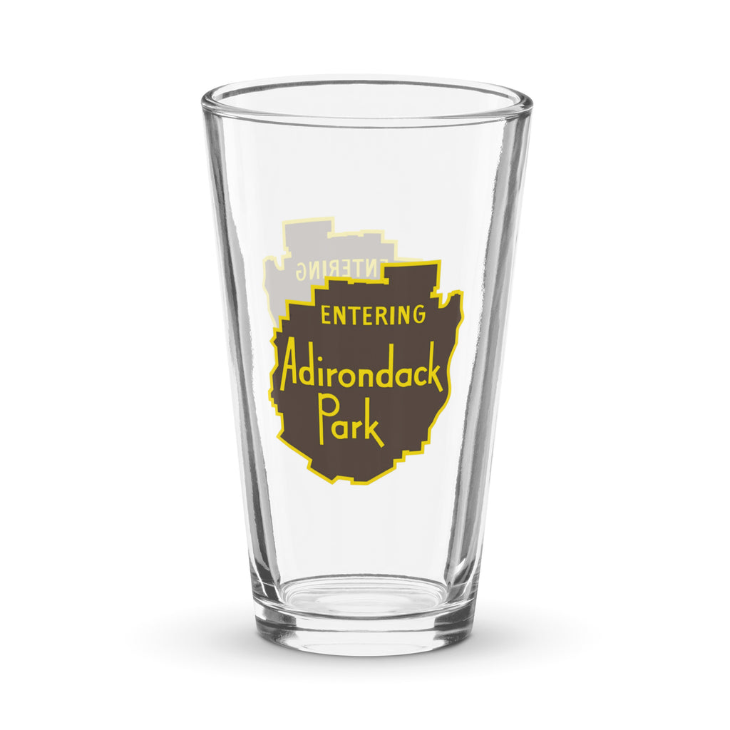 Entering Adirondack Park vintage sign design pint glass