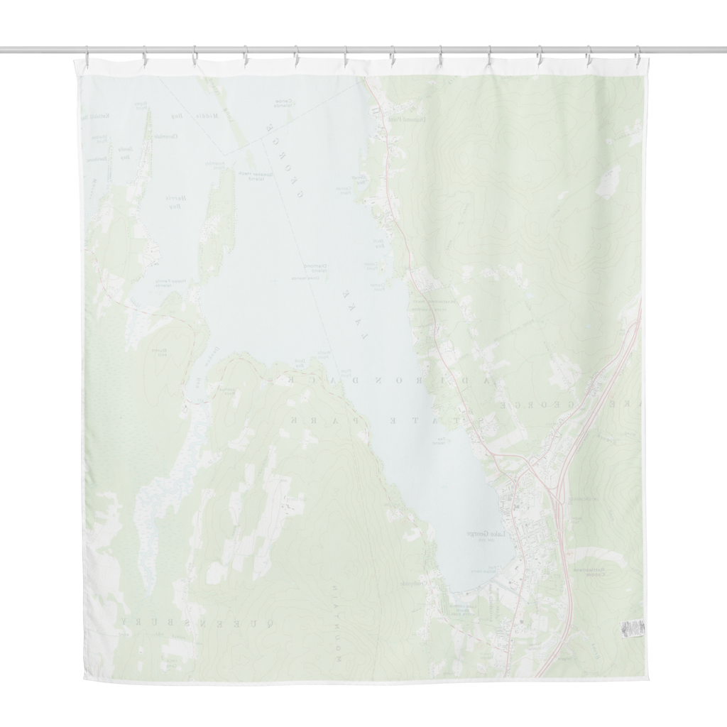 Lake George Vintage Topographical Map Shower curtain - back of product