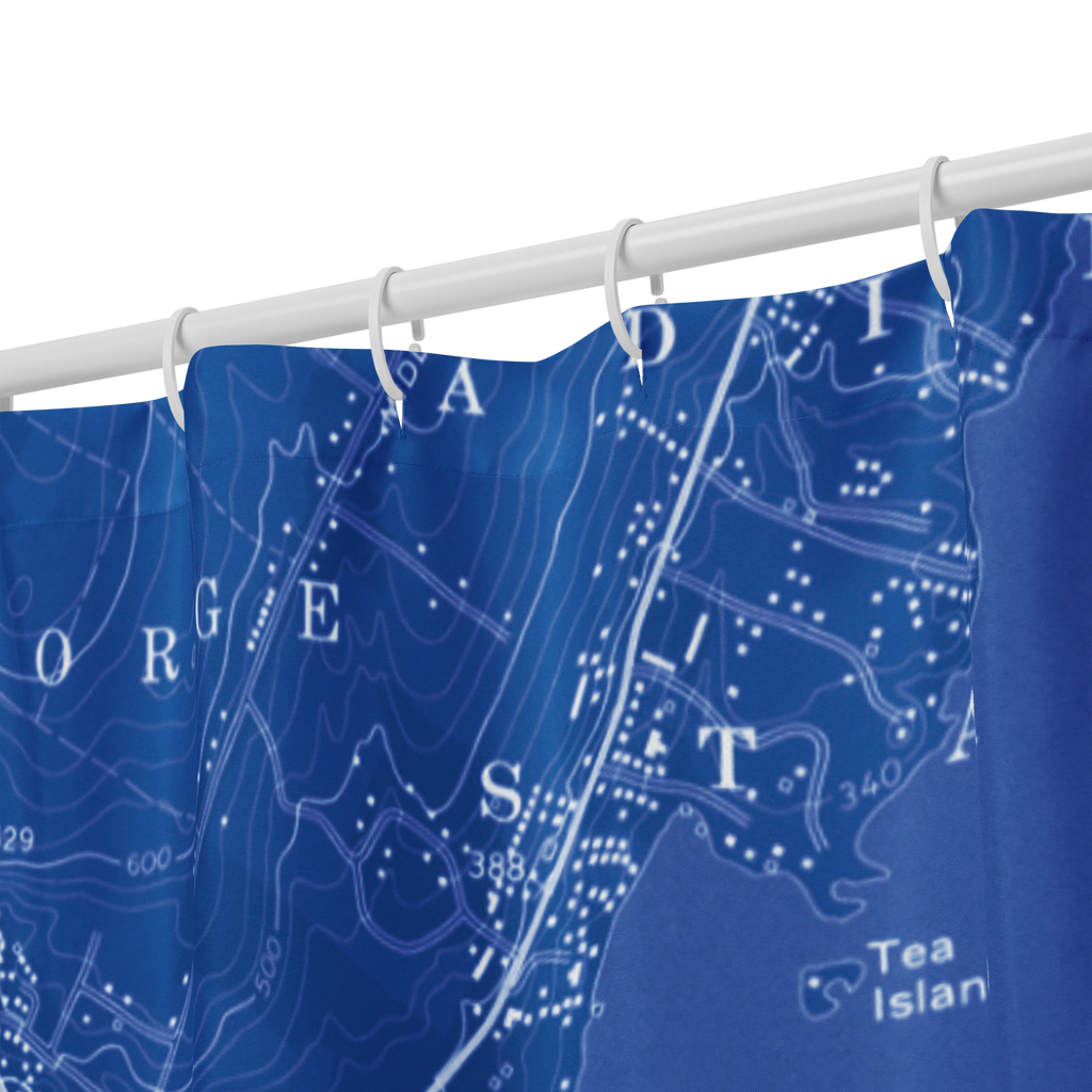 Lake George Village Vintage Map Shower Curtain – Blueprint | The Lake George Store