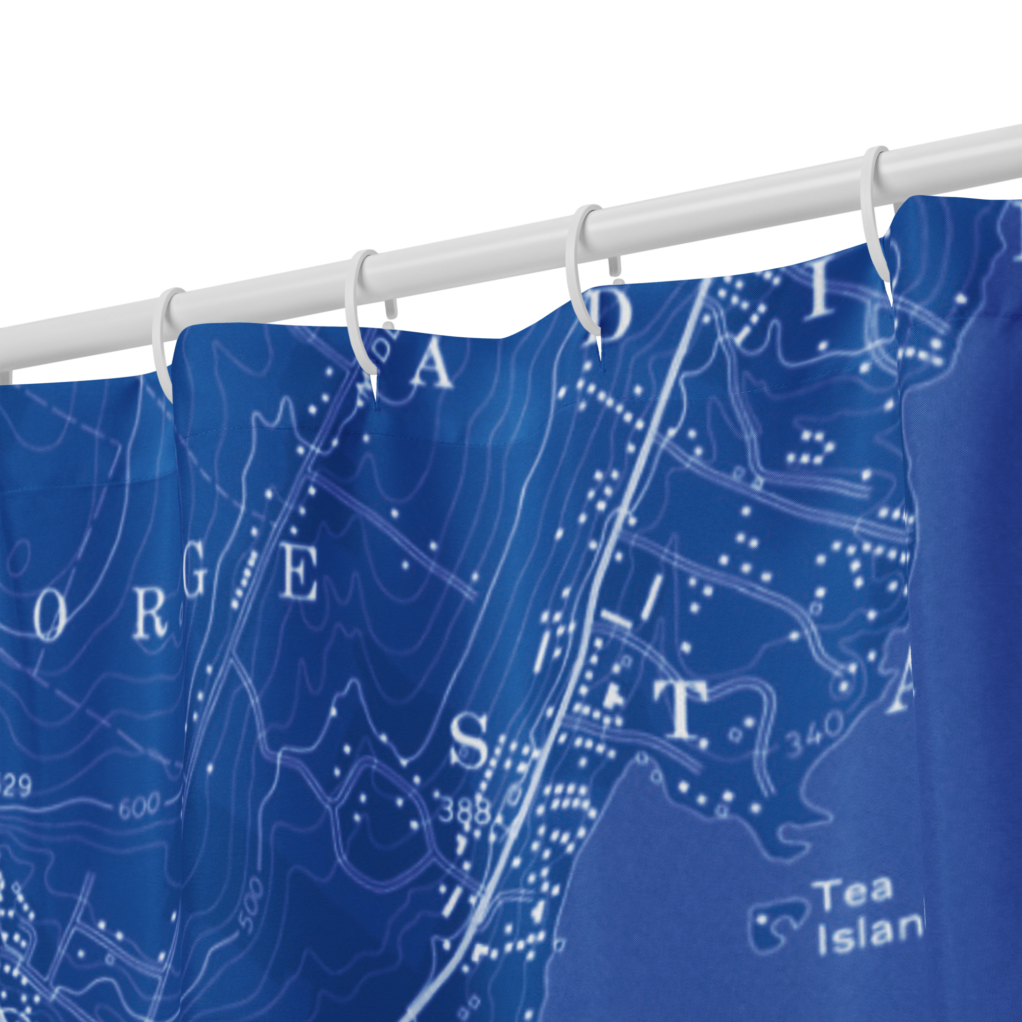 Lake George Village Vintage Map Shower Curtain – Blueprint | The Lake George Store