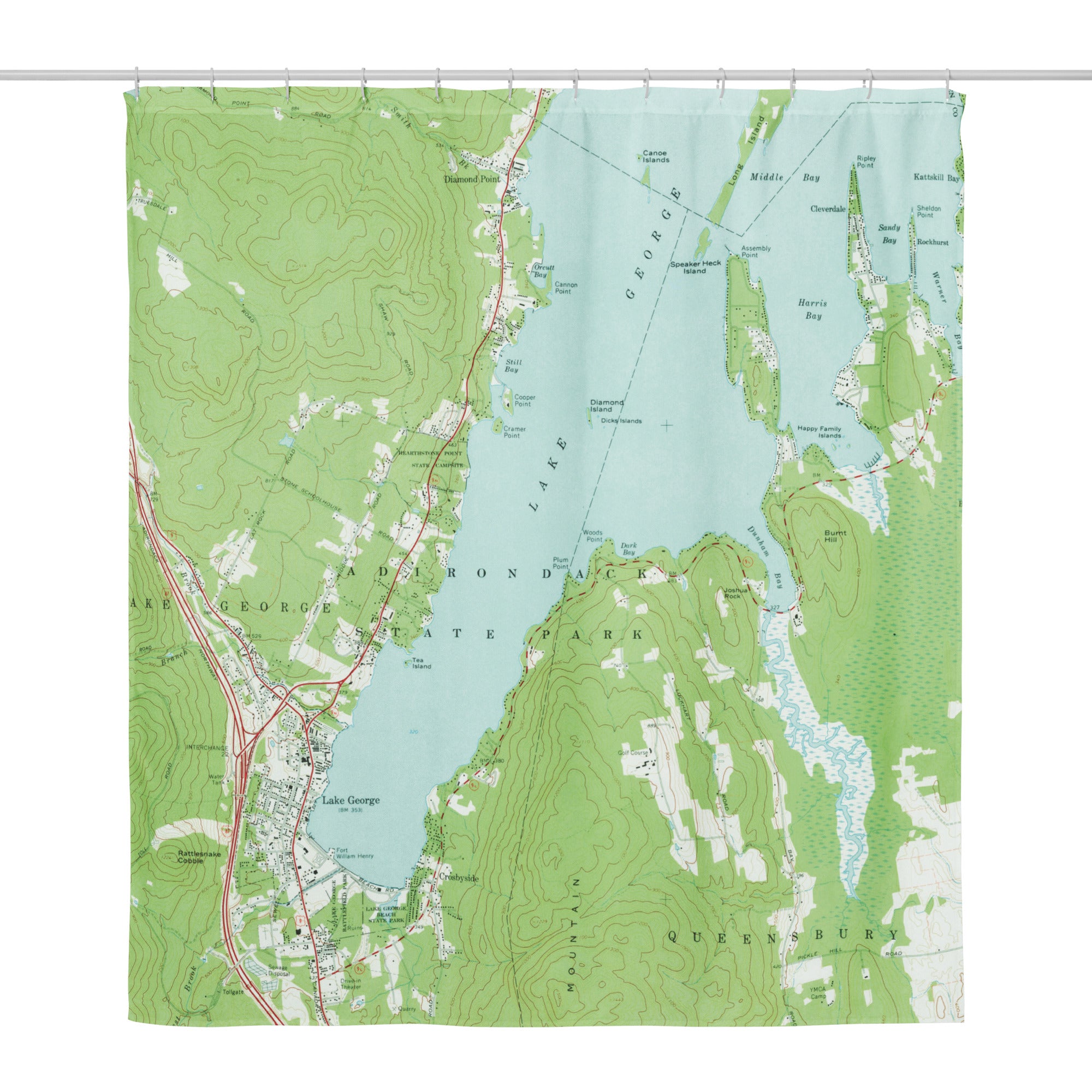 Lake George Vintage Topographical Map Shower curtain