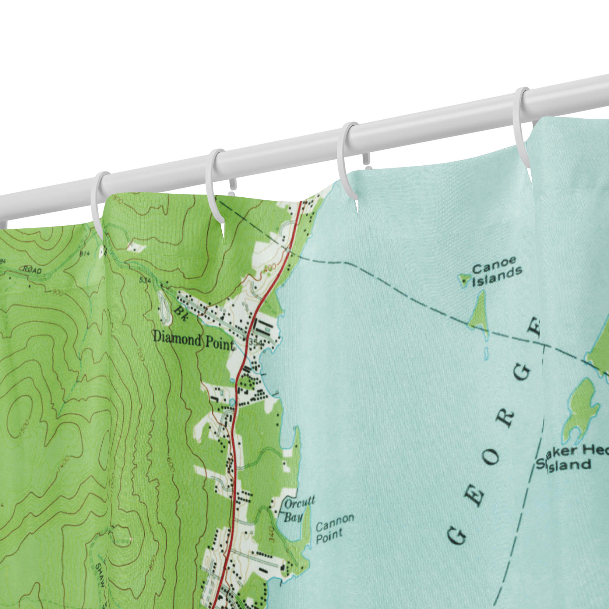 Lake George Vintage Topographical Map Shower Curtain