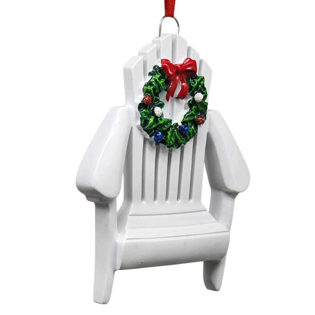 White Adirondack Chair Christmas Ornament – 4.5 Inches