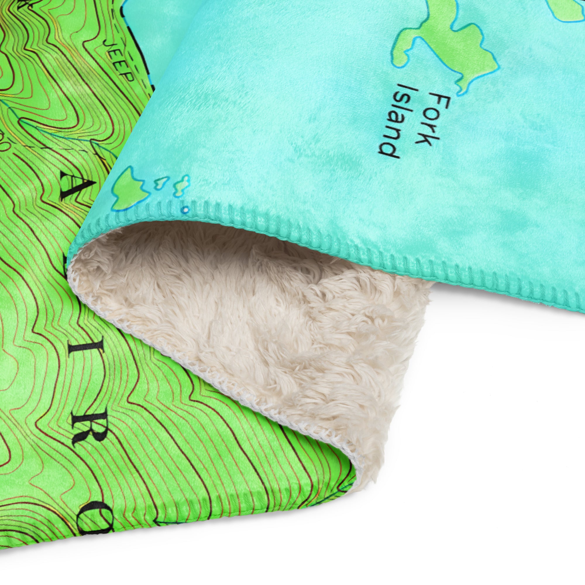 Lake George vintage map of the narrows on sherpa blanket close up view