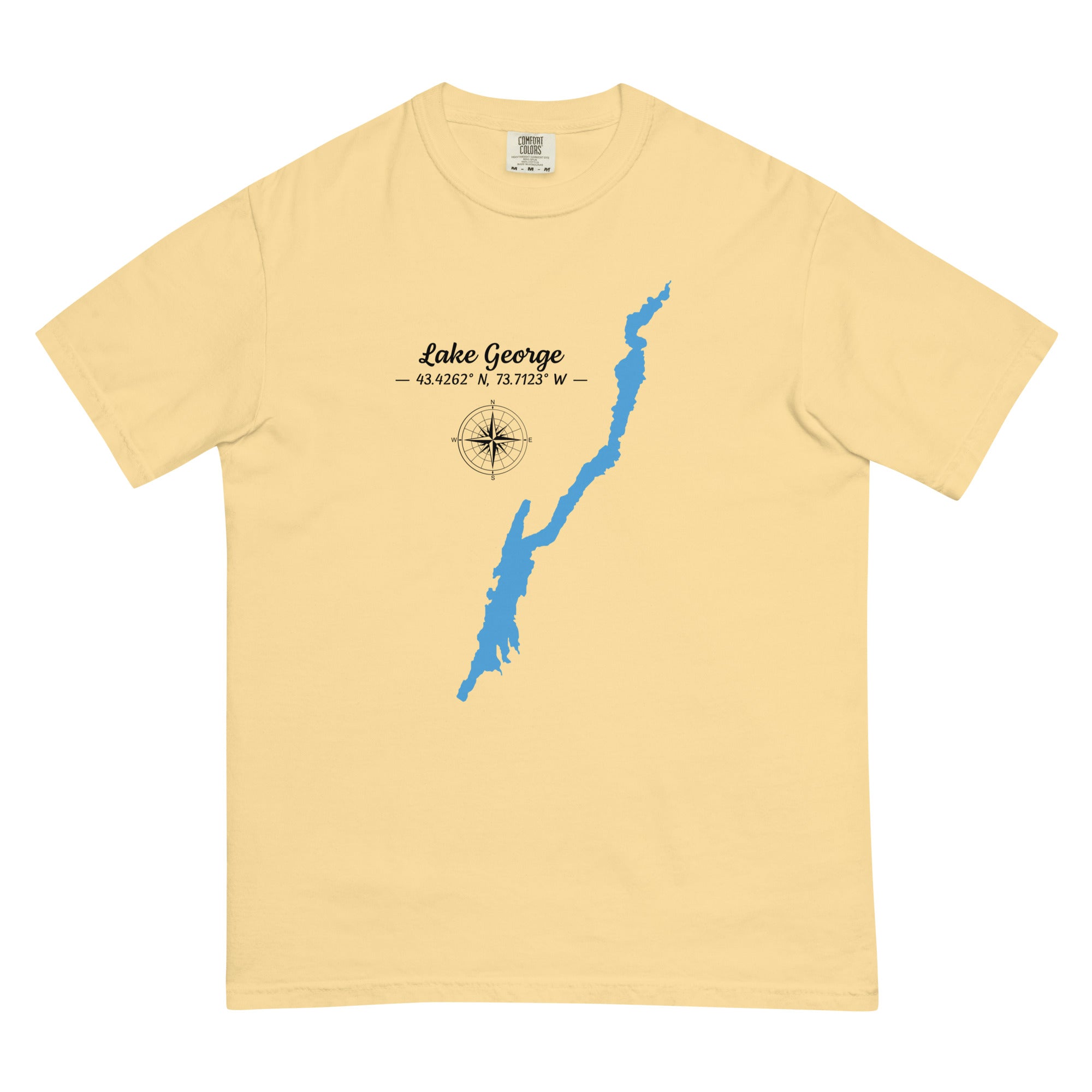Lake George Map with GPS Coordinates T-Shirt