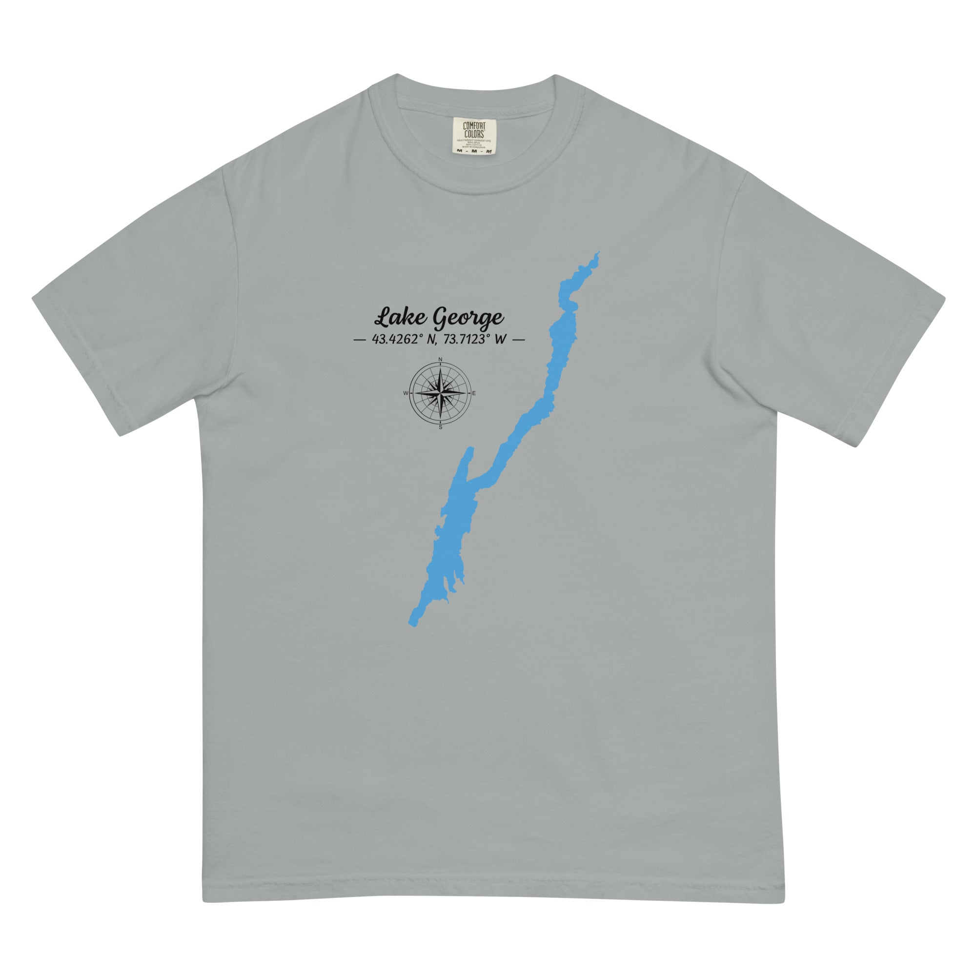 Lake George Map with GPS Coordinates T-Shirt