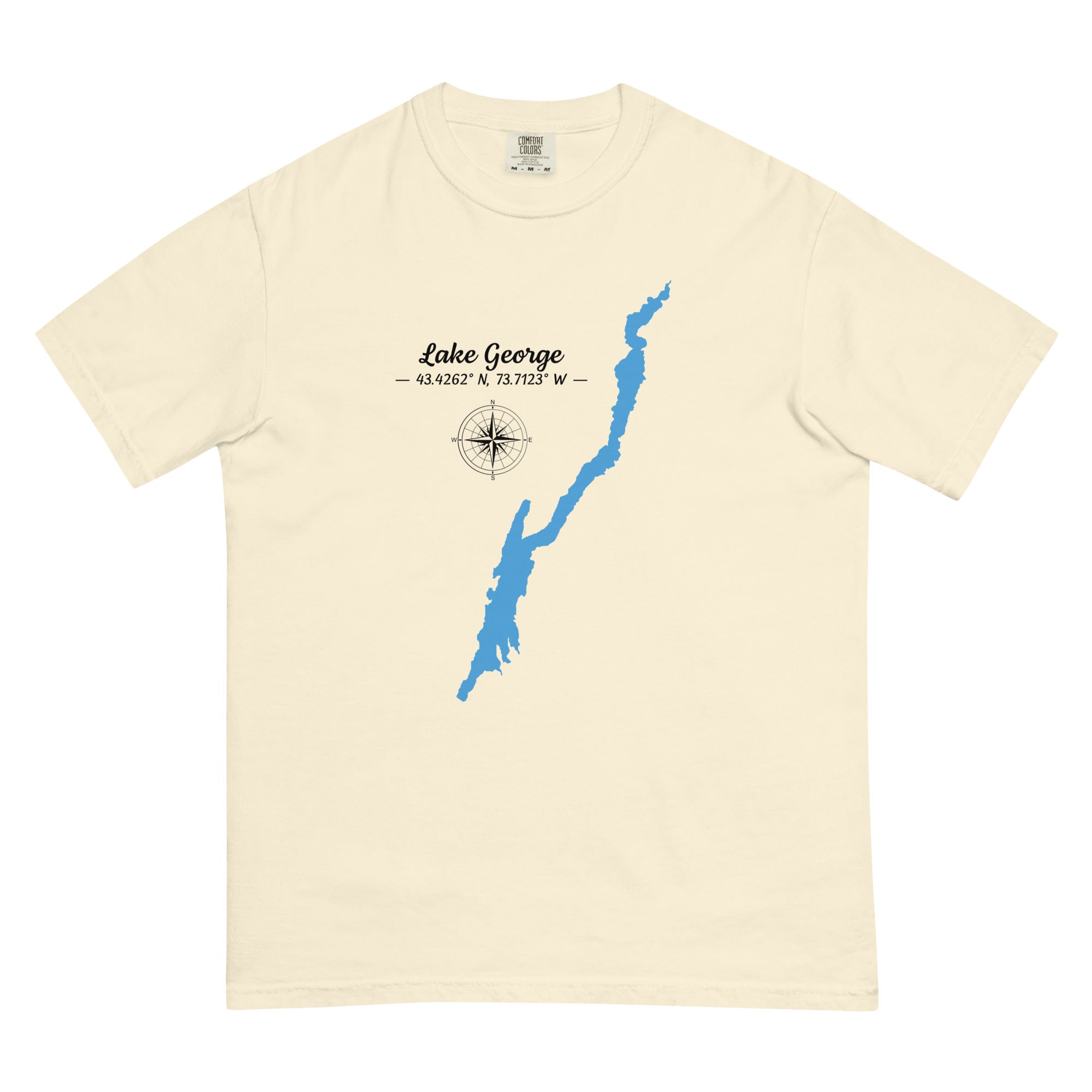 Lake George Map with GPS Coordinates T-Shirt