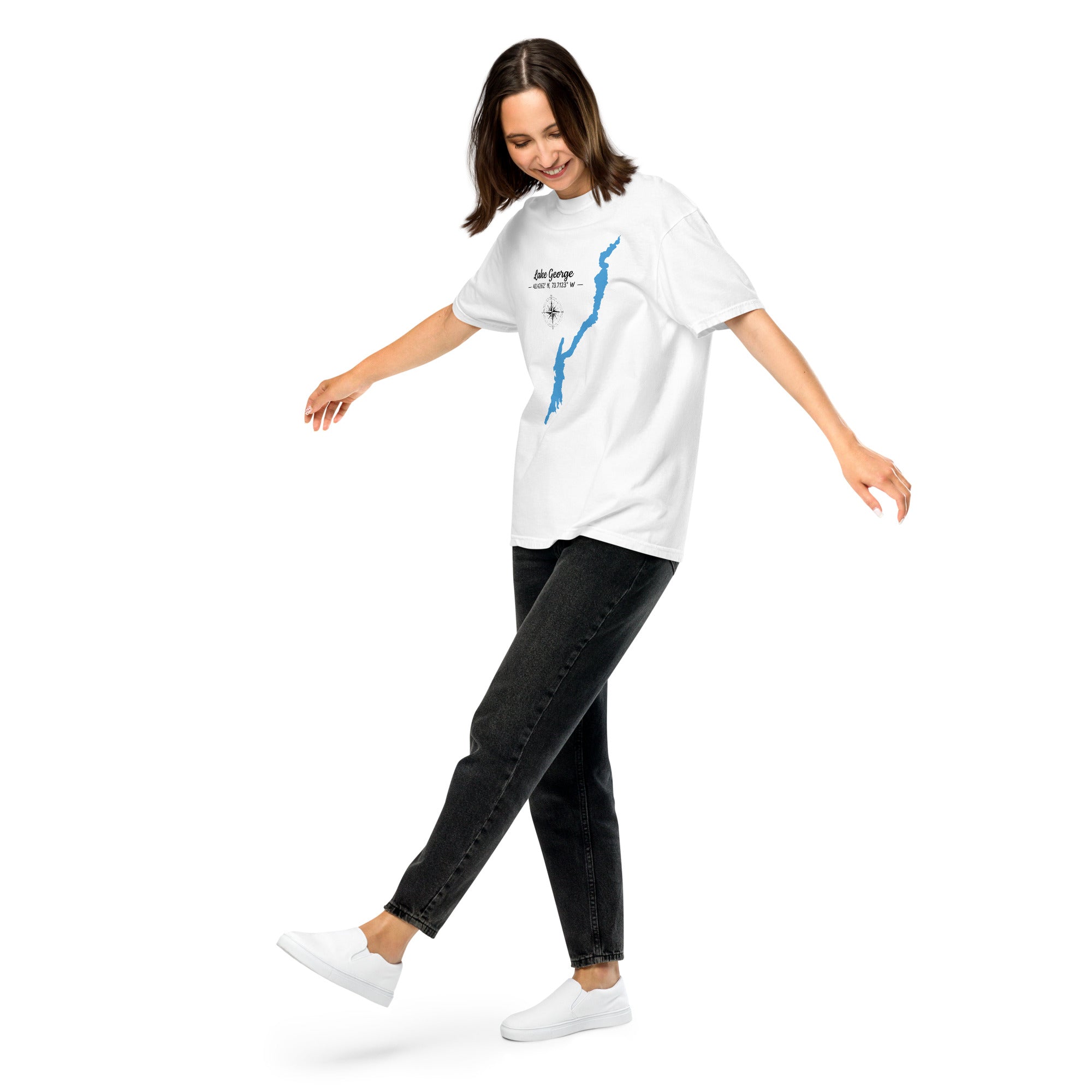 Lake George Map with GPS Coordinates T-Shirt