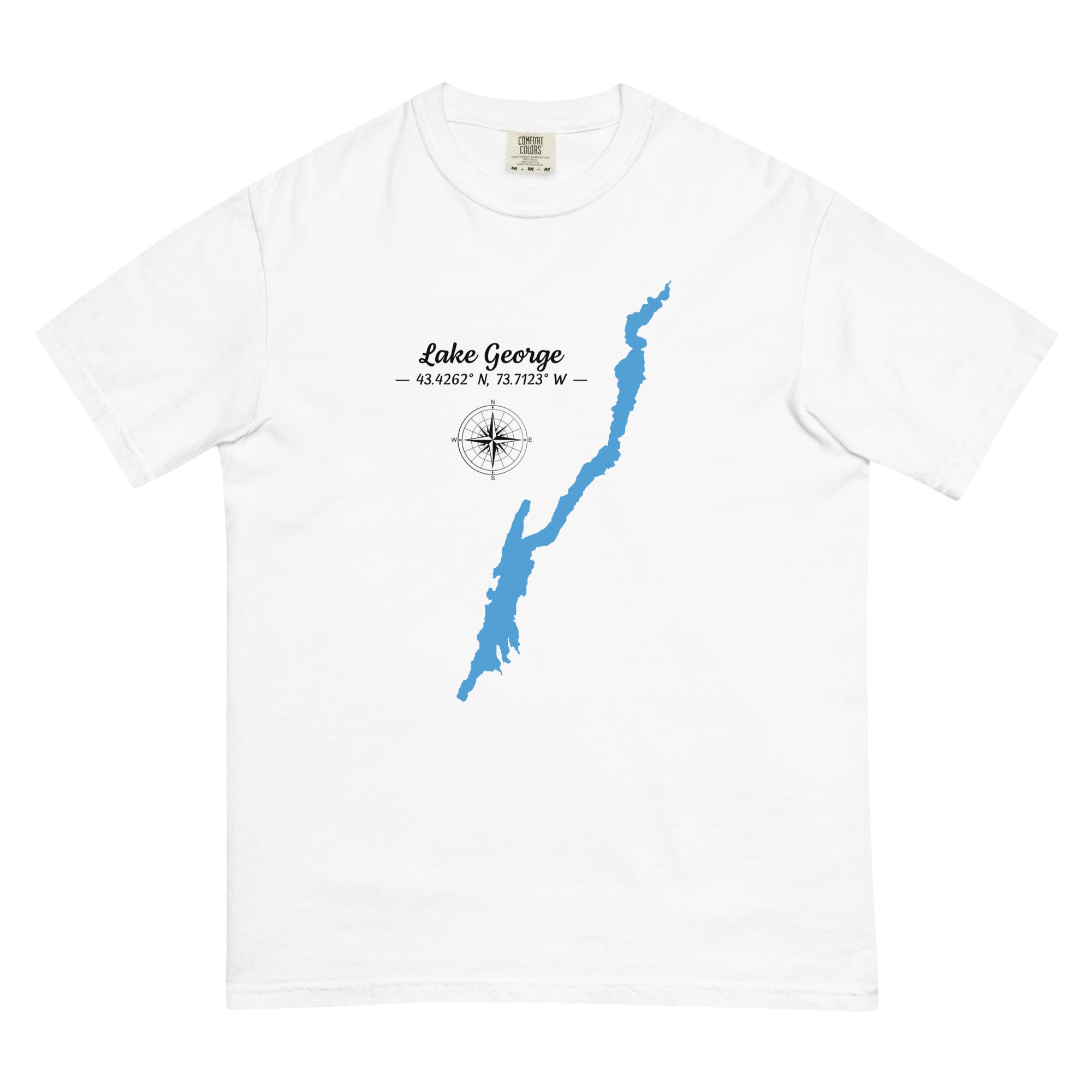 Lake George Map with GPS Coordinates T-Shirt