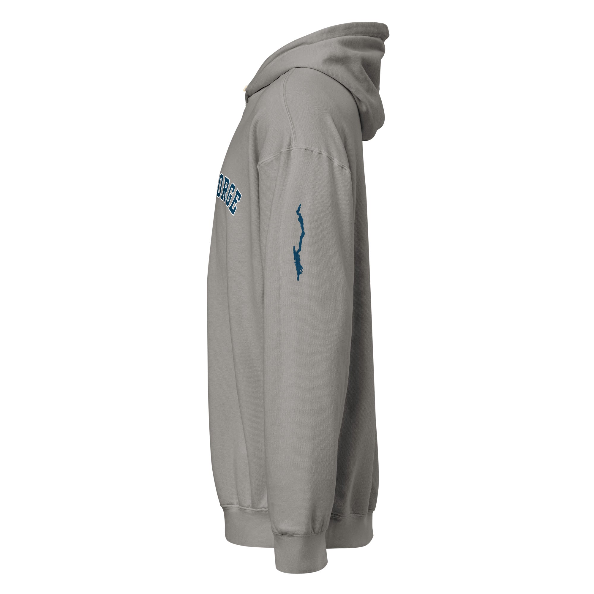 classic lake george souvenir hoodie gray side view
