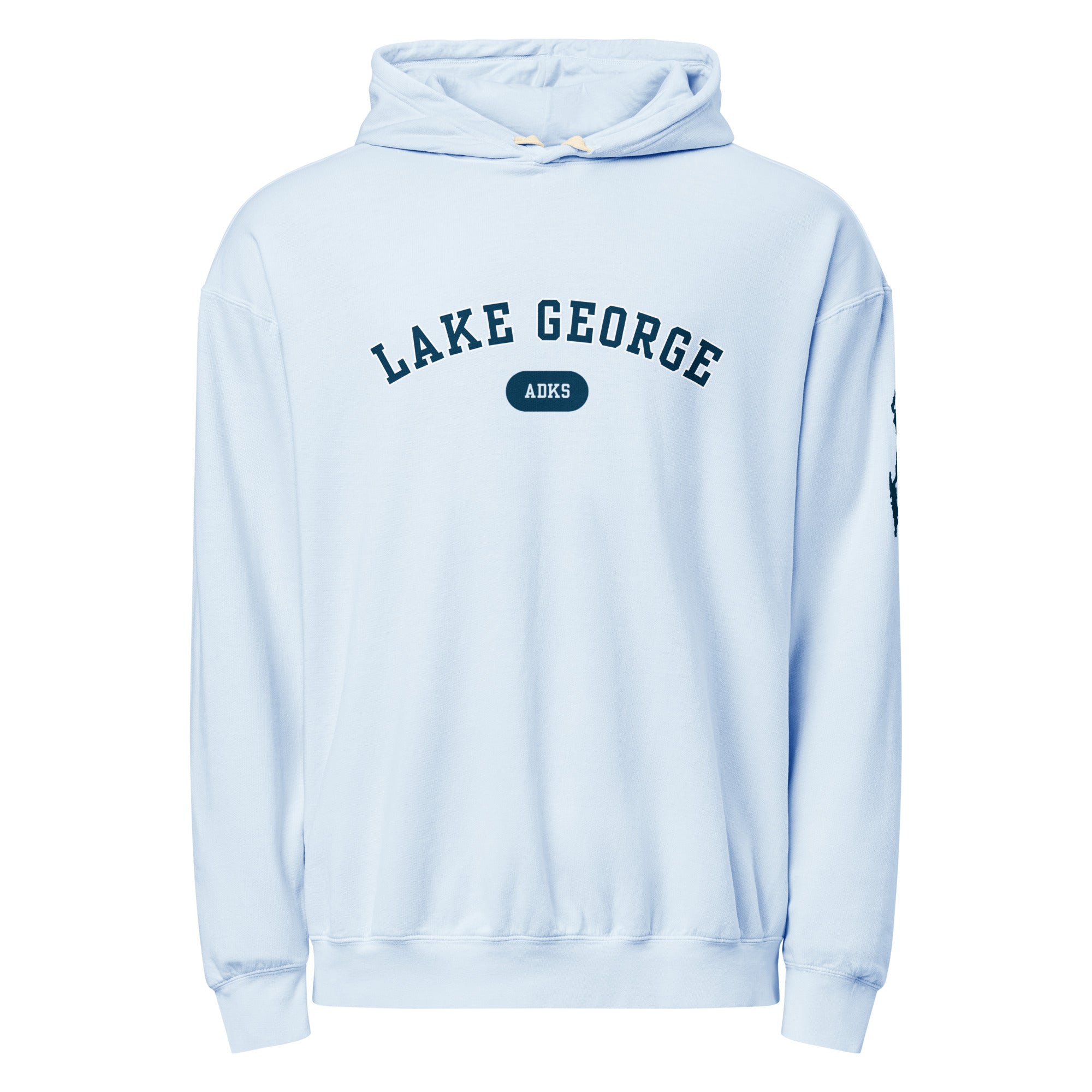 classic lake george souvenir hoodie blue front view