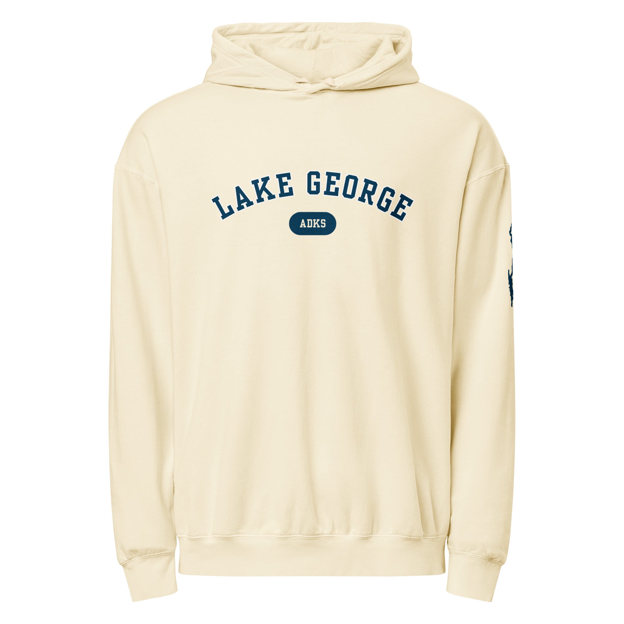 classic lake george souvenir hoodie ivory front view