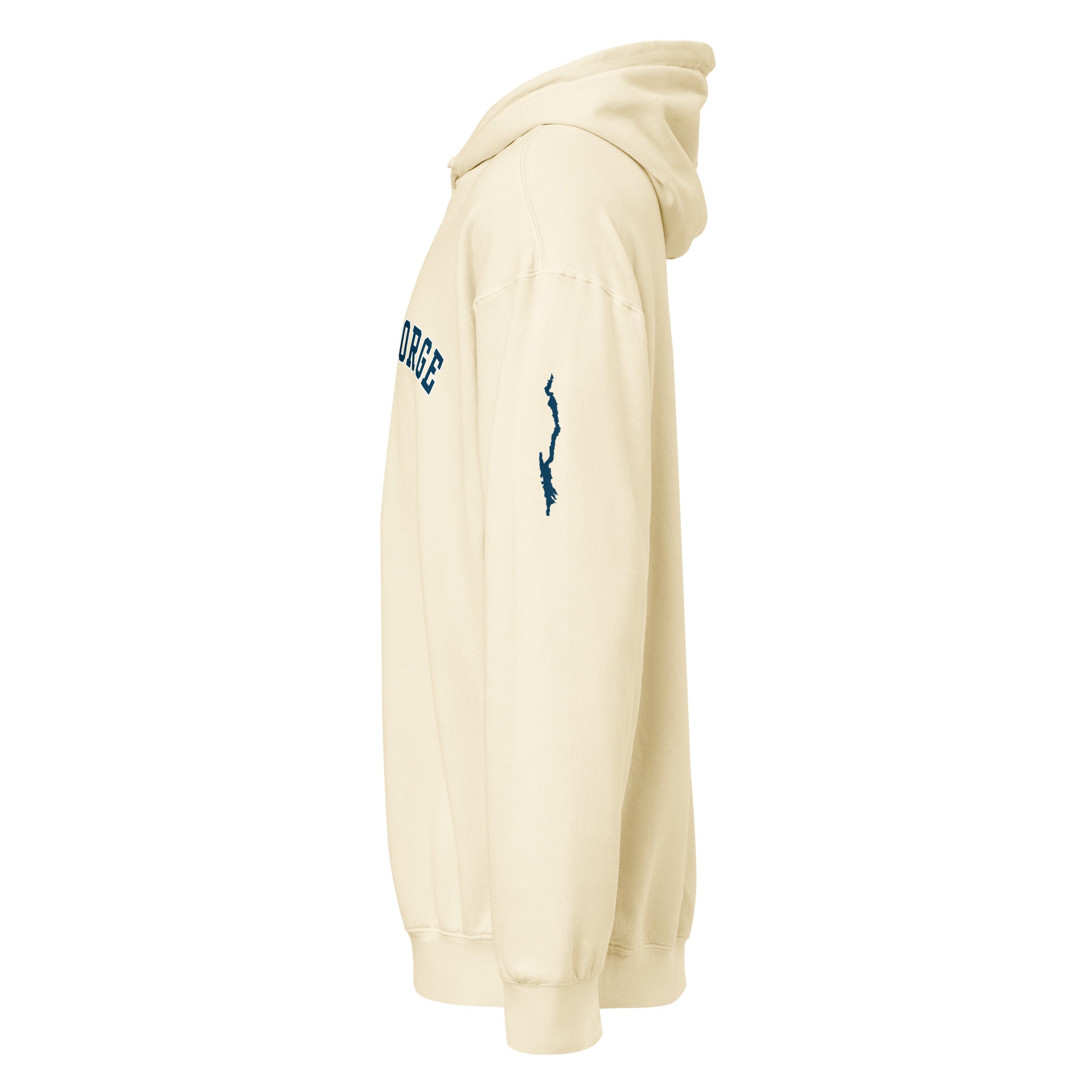 classic lake george souvenir hoodie ivory side view