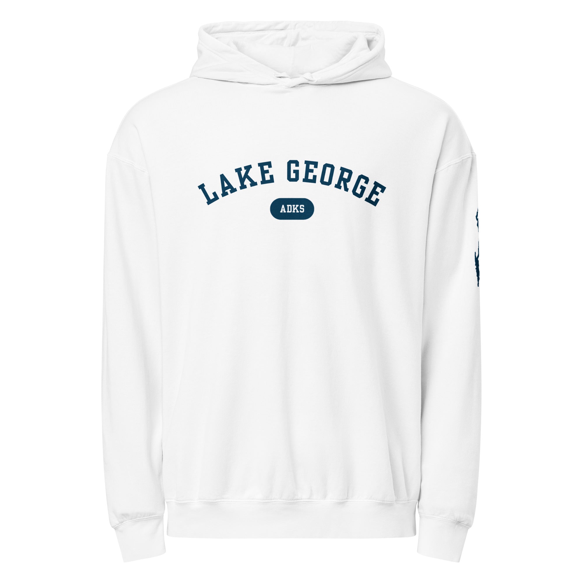 classic lake george souvenir hoodie white front view