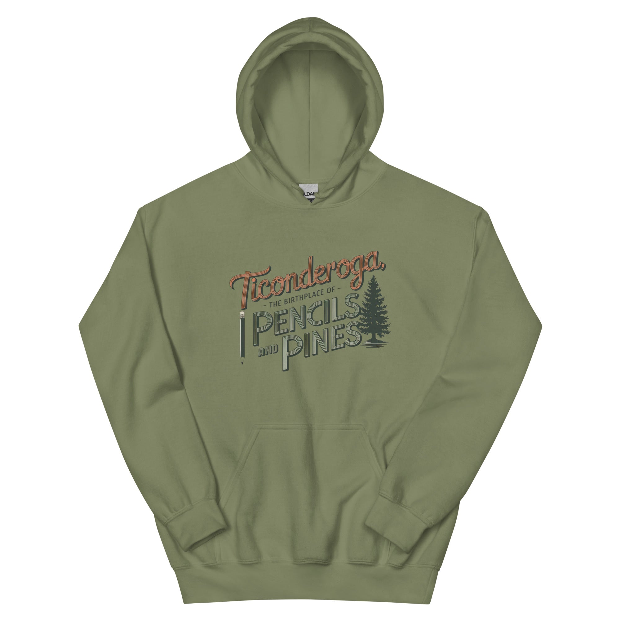 Ticonderoga Hoodie: Birthplace of Pencils and Pines