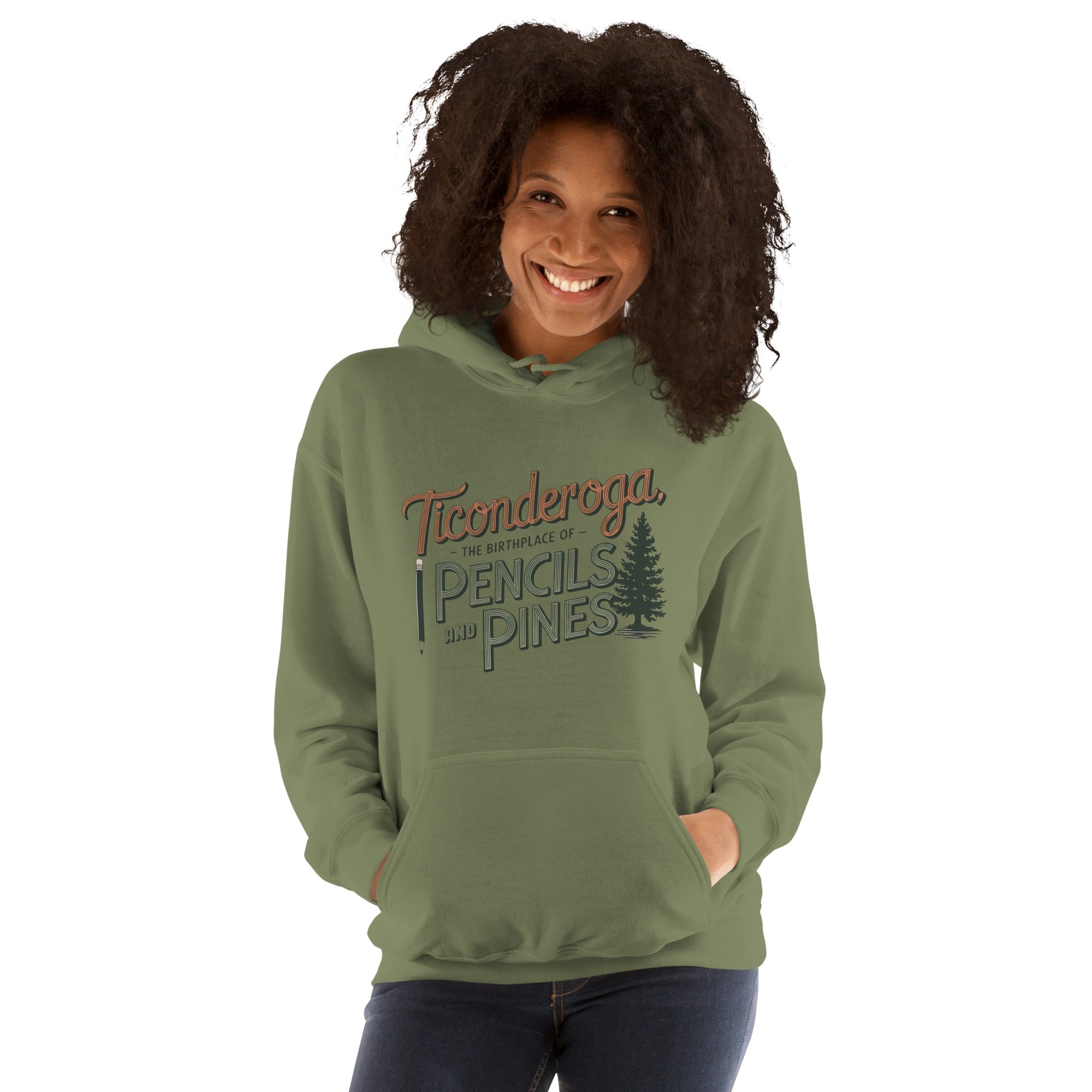 Ticonderoga Hoodie: Birthplace of Pencils and Pines