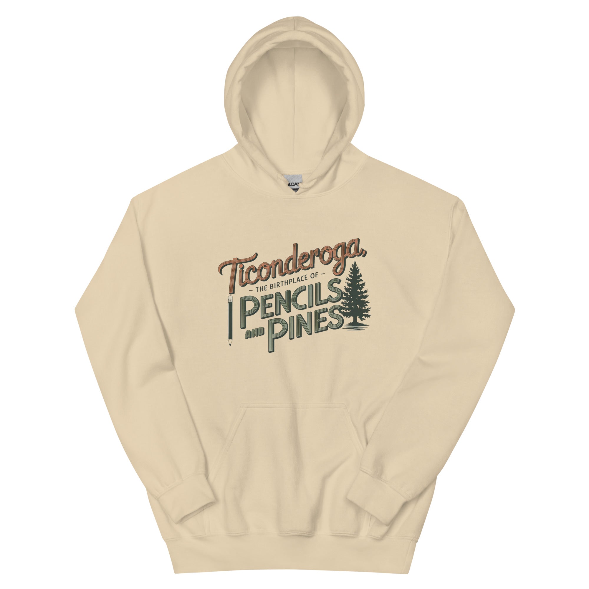 Ticonderoga Hoodie: Birthplace of Pencils and Pines