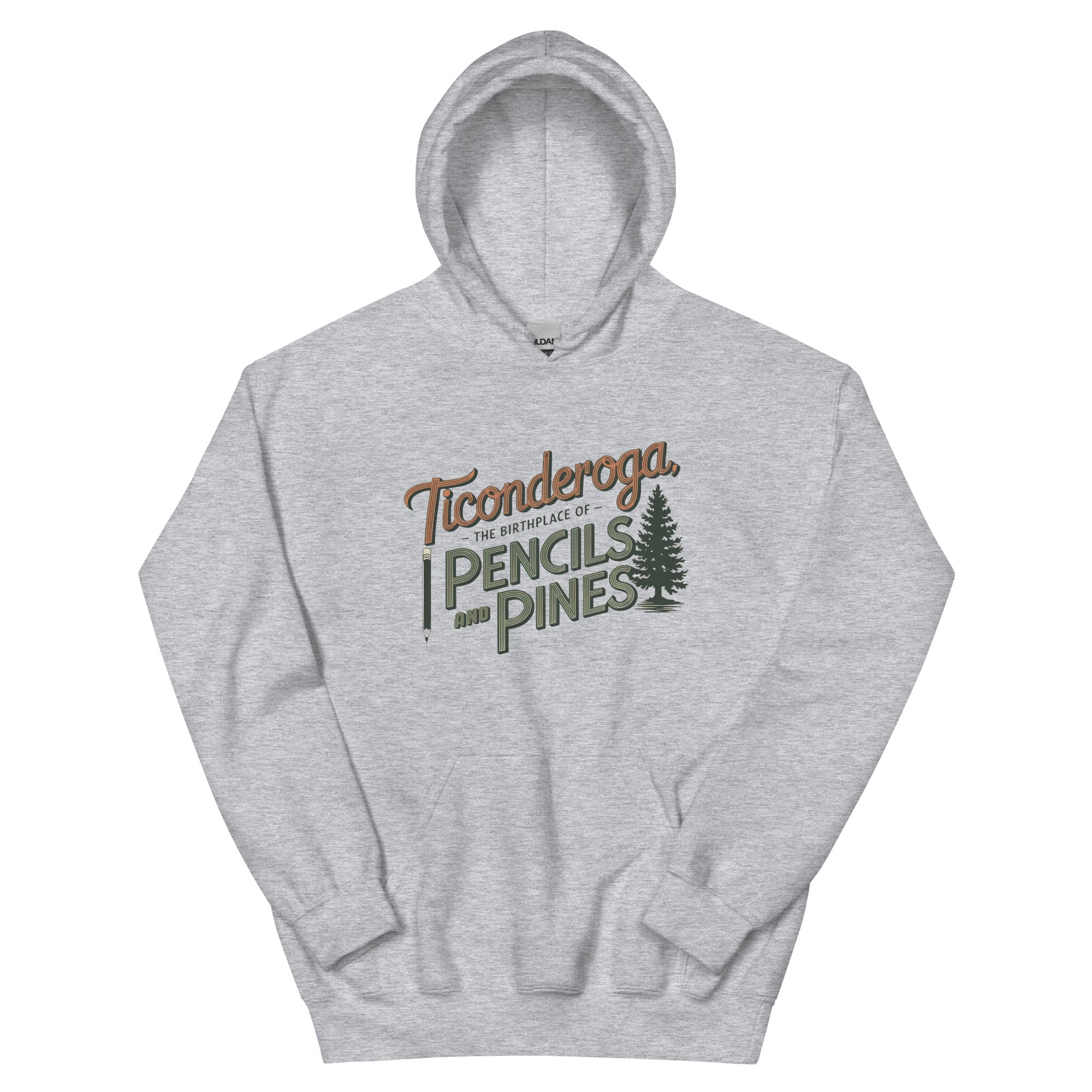Ticonderoga Hoodie: Birthplace of Pencils and Pines
