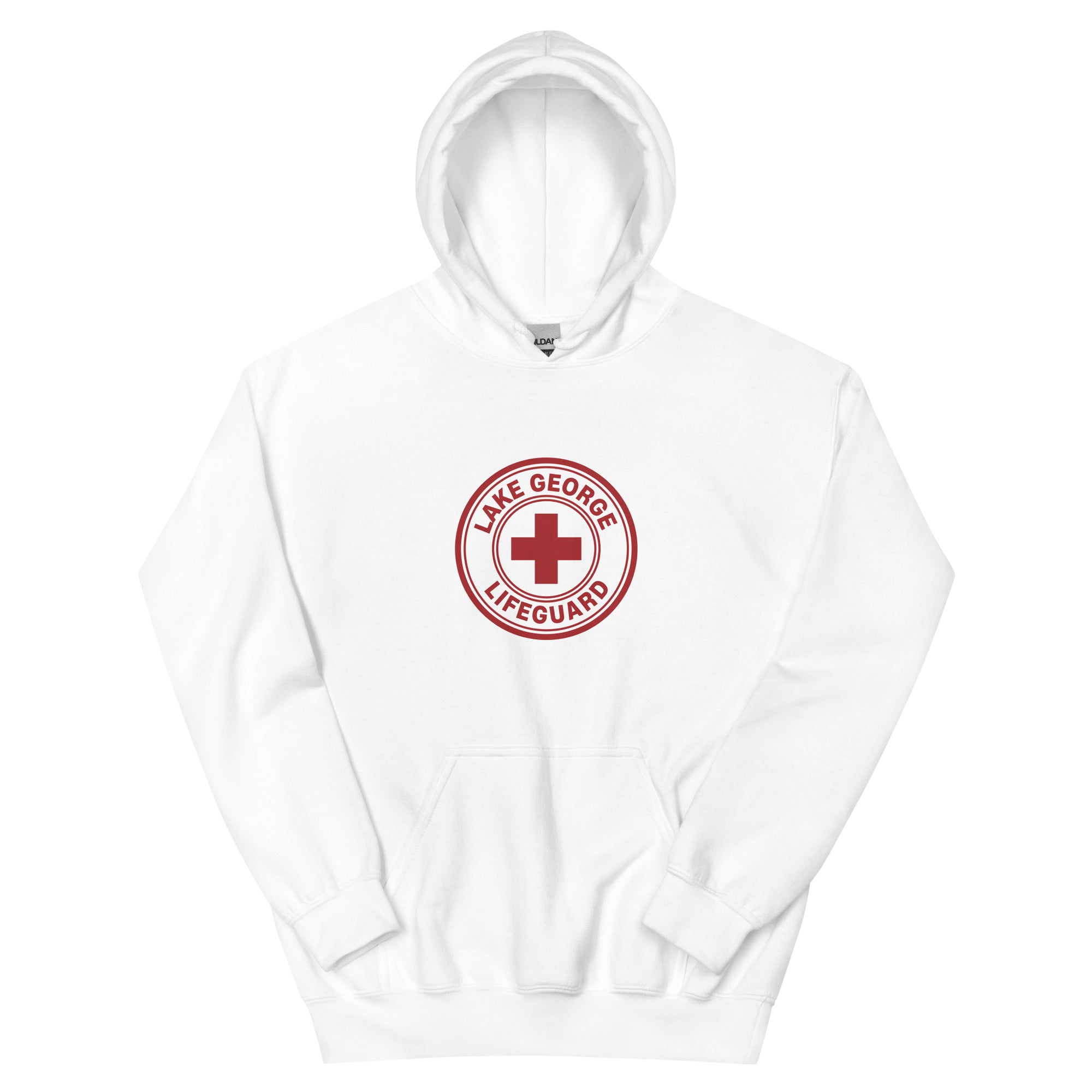 Lake George Lifeguard Hoodie White Front View