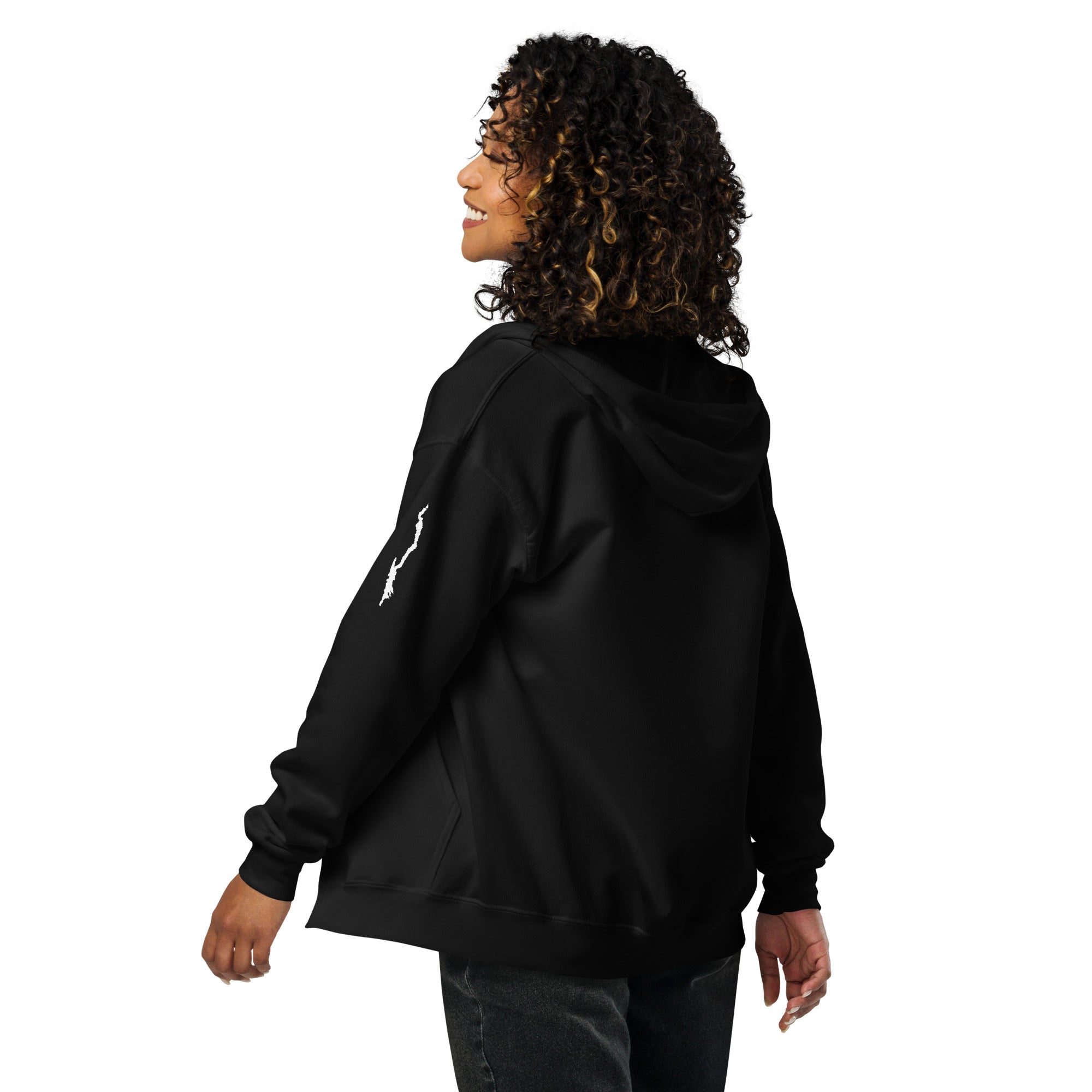 Lake George zip up hoodie black back