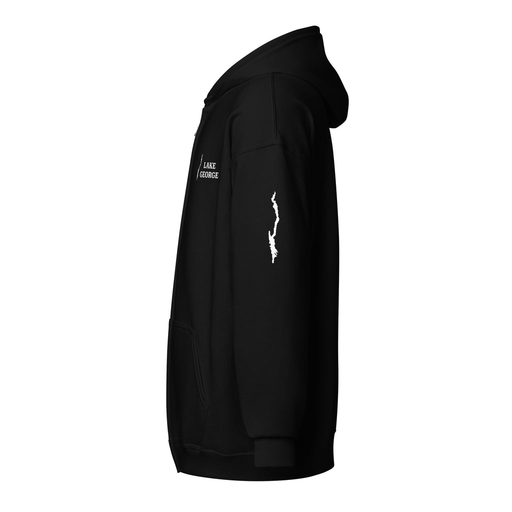 Lake George zip up hoodie black side