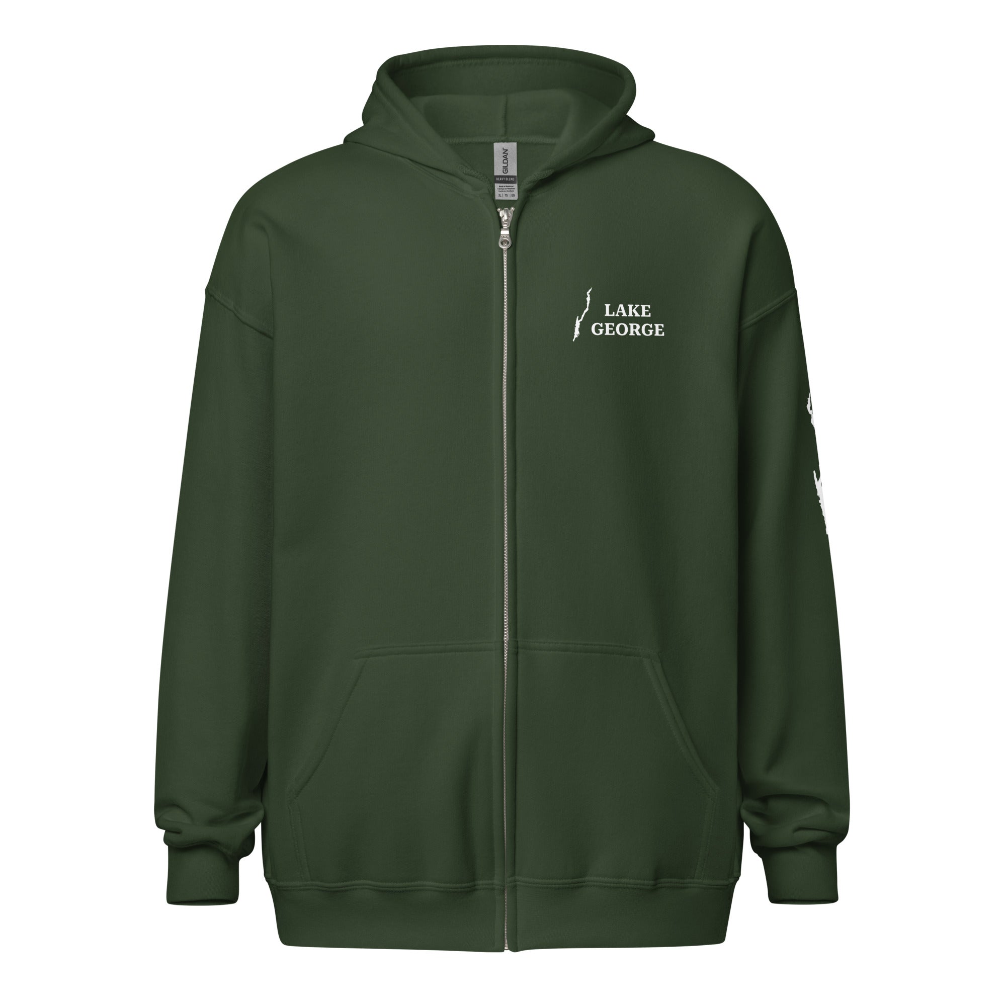 Lake George zip up hoodie green front