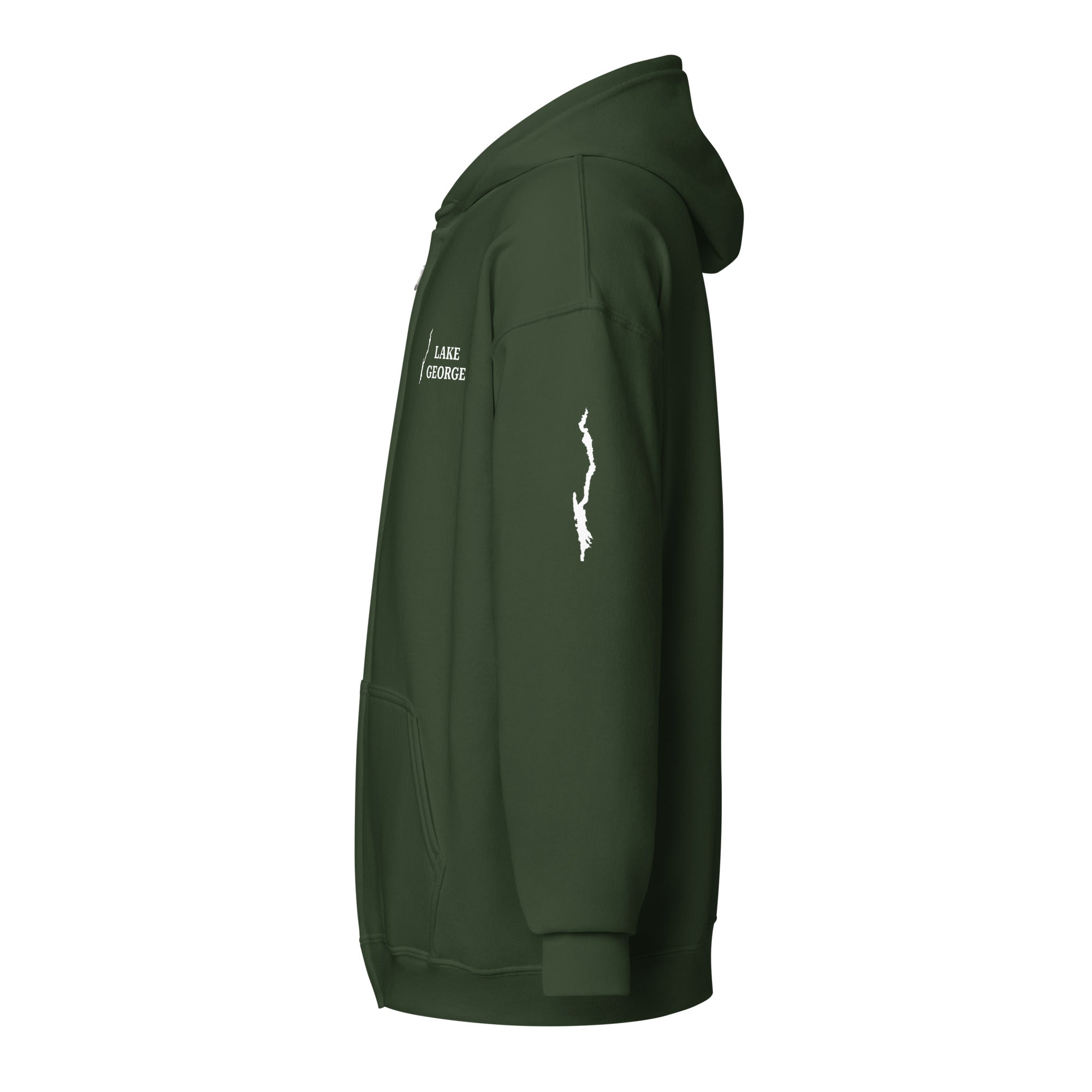 Lake George zip up hoodie green side