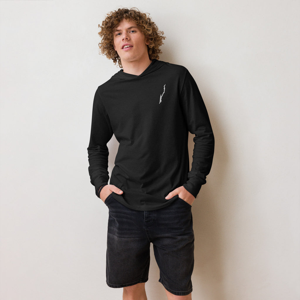 Lake George Hooded Long-Sleeve T-Shirt In Various Colors, Embroidered Design