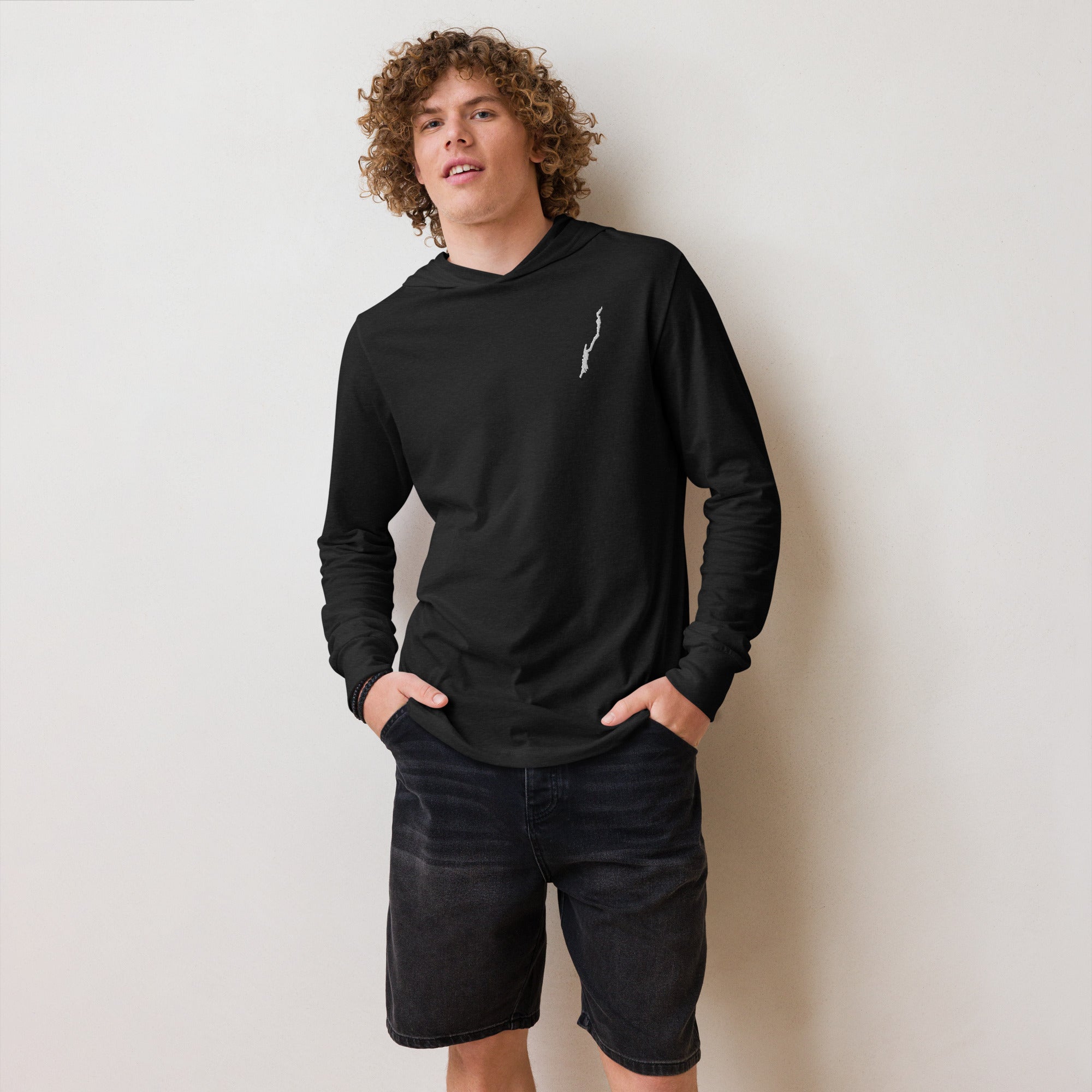 Lake George Hooded Long-Sleeve T-Shirt In Various Colors, Embroidered Design