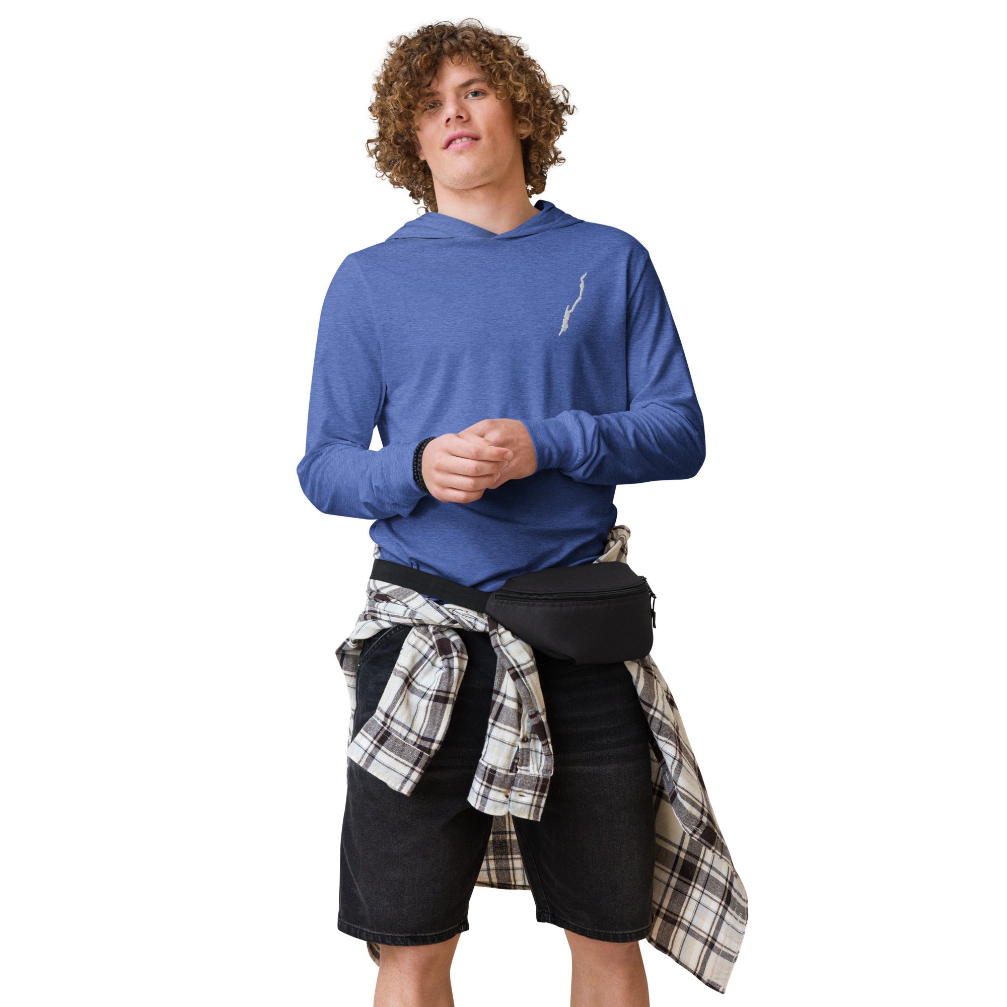 Lake George Hooded Long-Sleeve T-Shirt In Various Colors, Embroidered Design