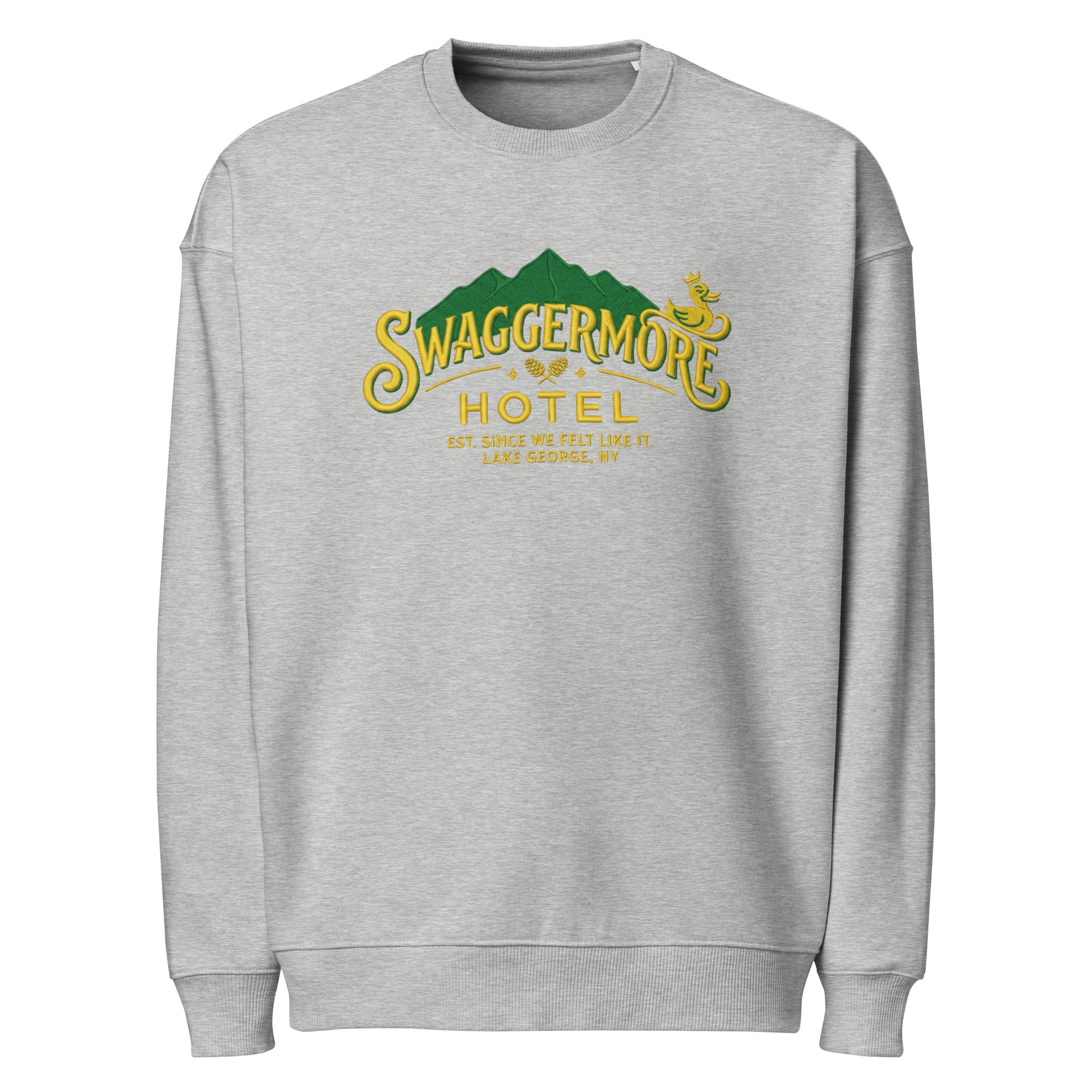 The Swaggermore Hotel Sweatshirt in Gray — Lake George's Most Exclusive Address