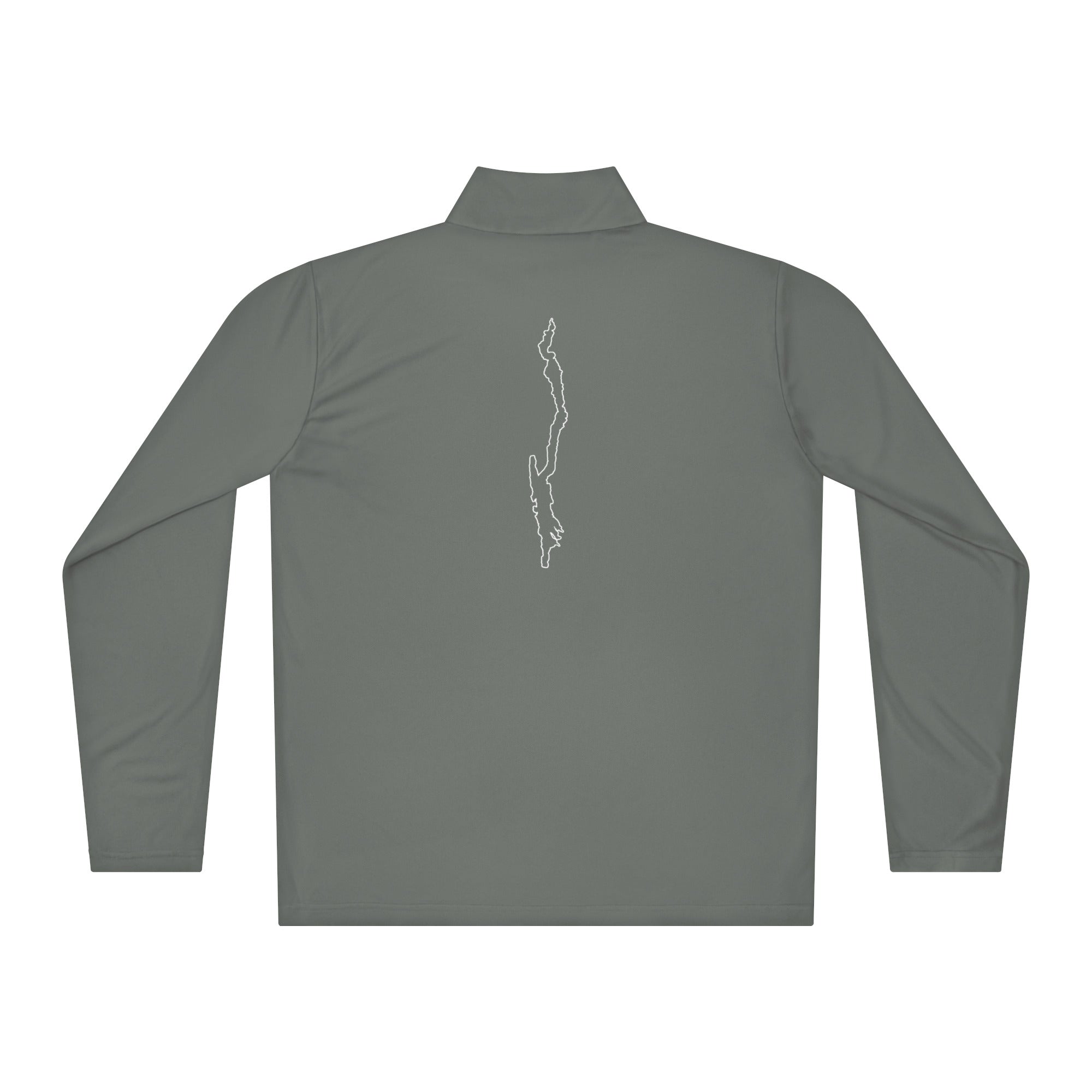 Concete Gray Lake George Quarter-Zip Outline Design On Back - Rear