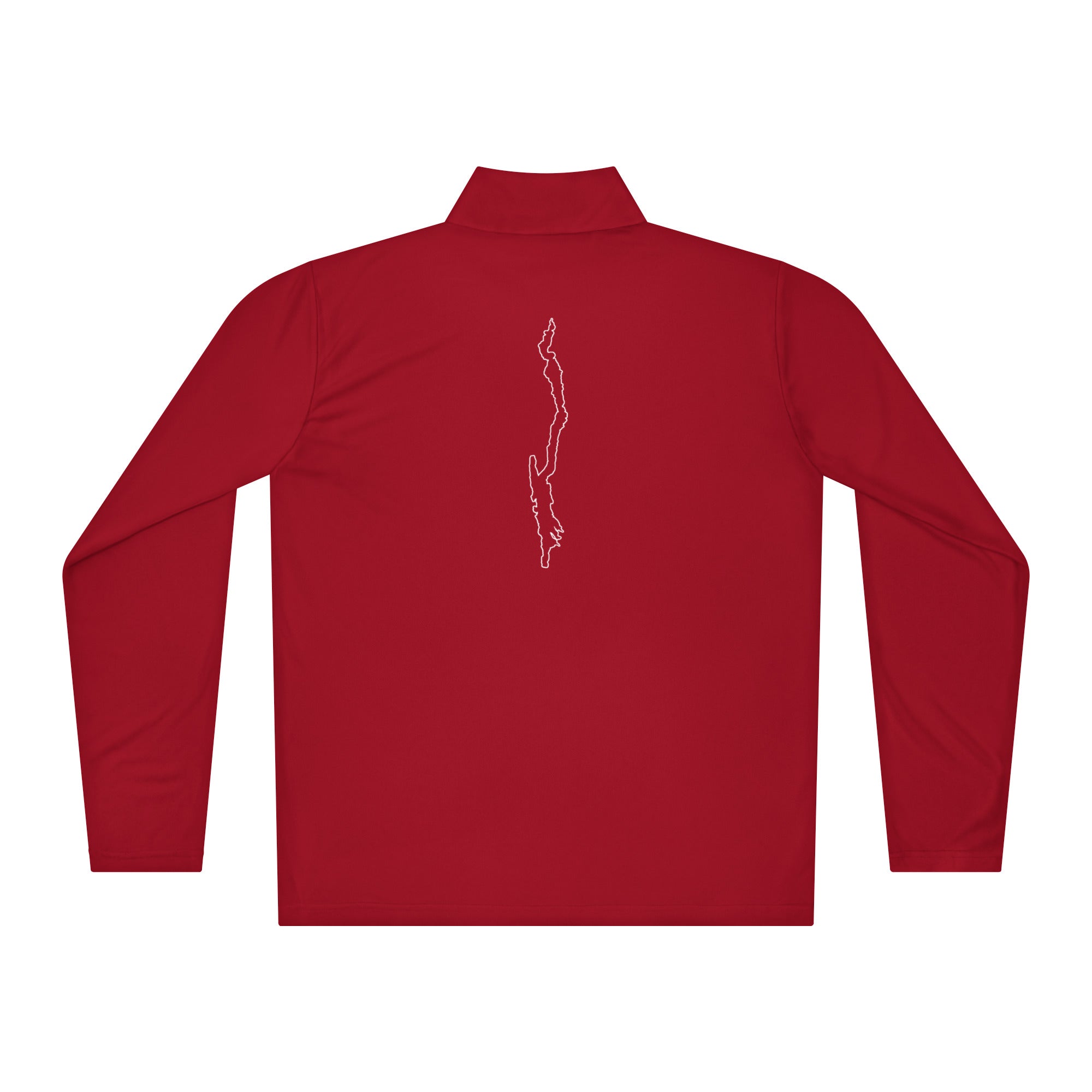 Red Lake George Quarter-Zip Outline Design On Back - Rear