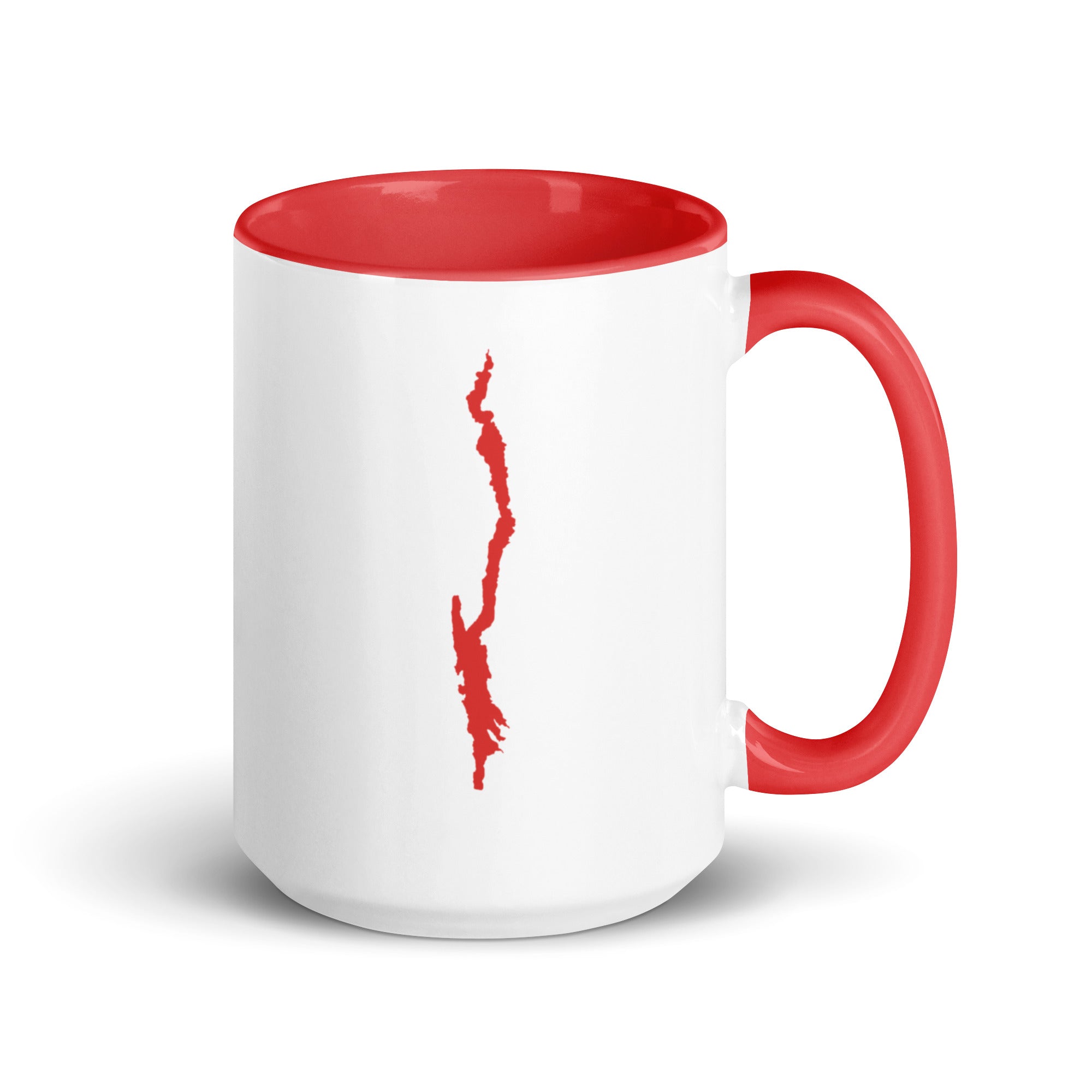 Lake George lifeguard mug 15 oz red and white back view