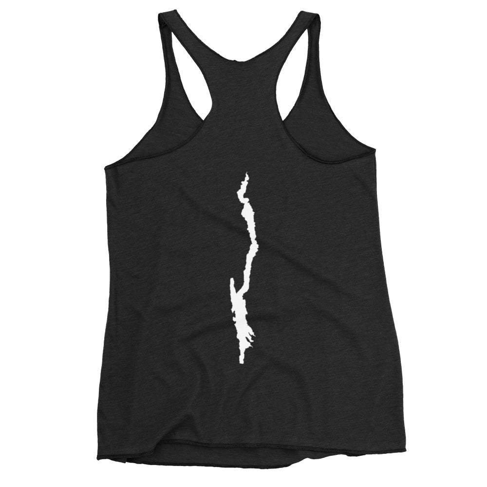 Women's Lake George Lake Life Racerback Tank in black back view