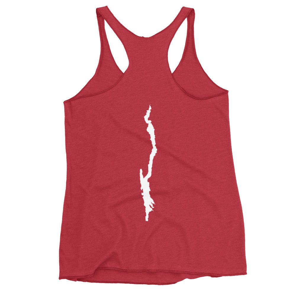 Women's Lake George Lake Life Racerback Tank in red back view