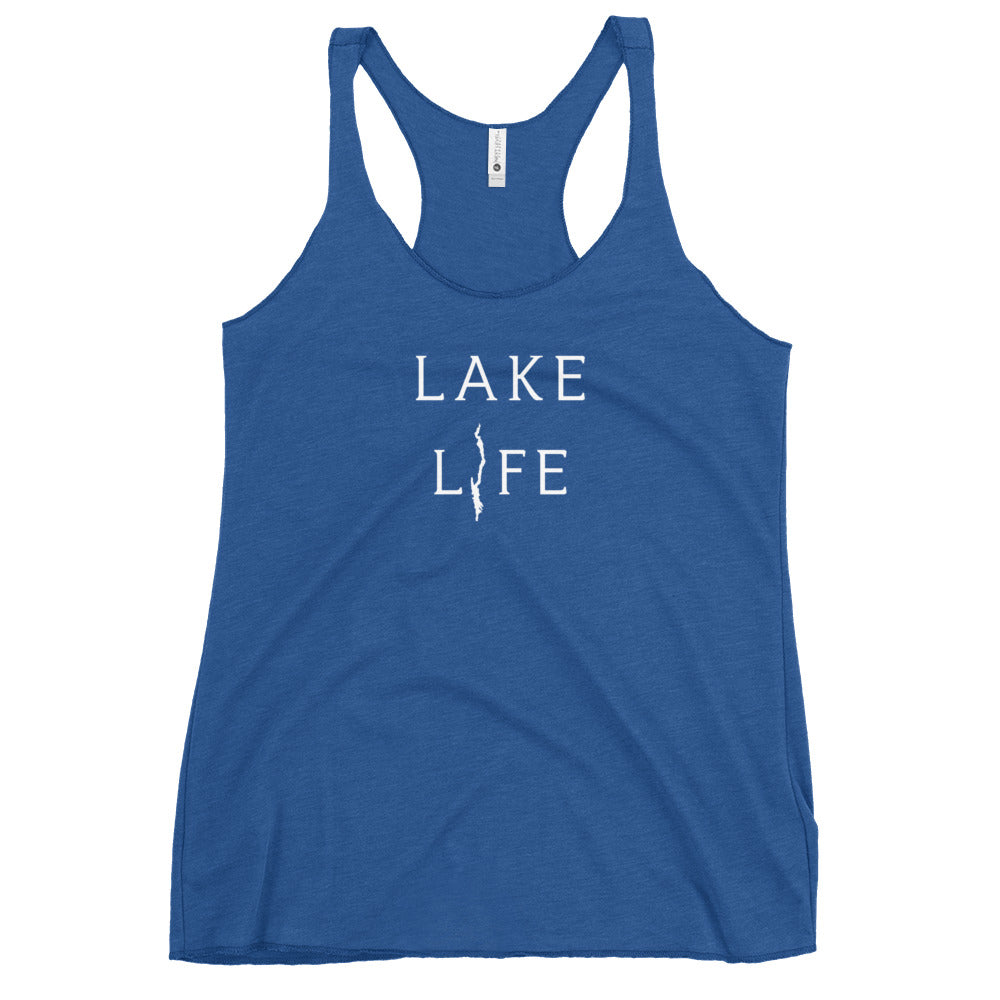 Women's Lake George Lake Life Racerback Tank in royal blue front view