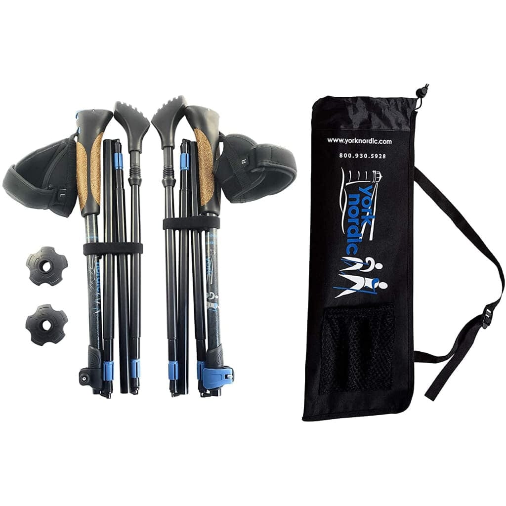 York Nordic Folding Hiking Poles — Collapsible Travel Trekking Poles